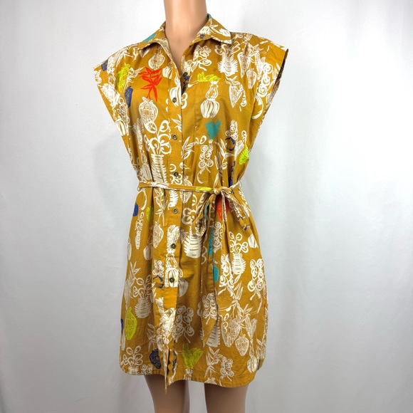 MAEVE Anthropologie Toni Tunic Shirt Dress XS Bohemian Button Down Tropical Fire - Picture 10 of 14